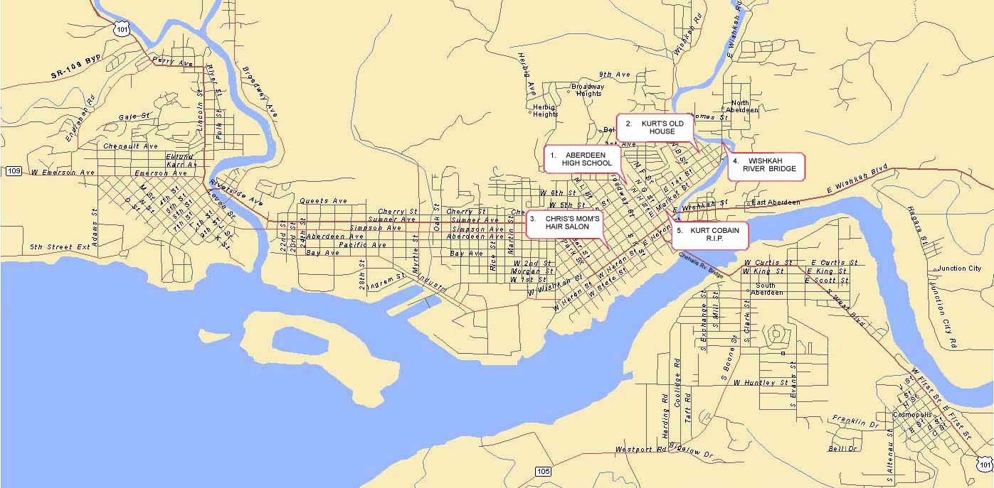 This is a map of Aberdeen and the surrounding area.